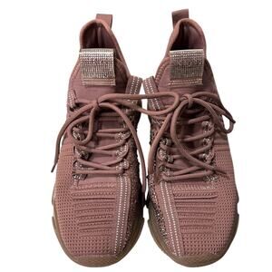 Steve Madden Maxima Sneaker Women’s Size 9 Mauve Pink Rhinestone Low Top Glam